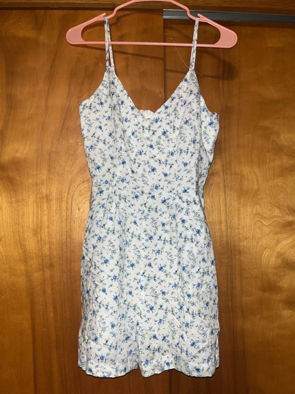 White Blue Floral Romper With Flaw